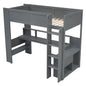 Gaming Loft Bed With Desk, Multi Storage Shelves, LED And Charging Station