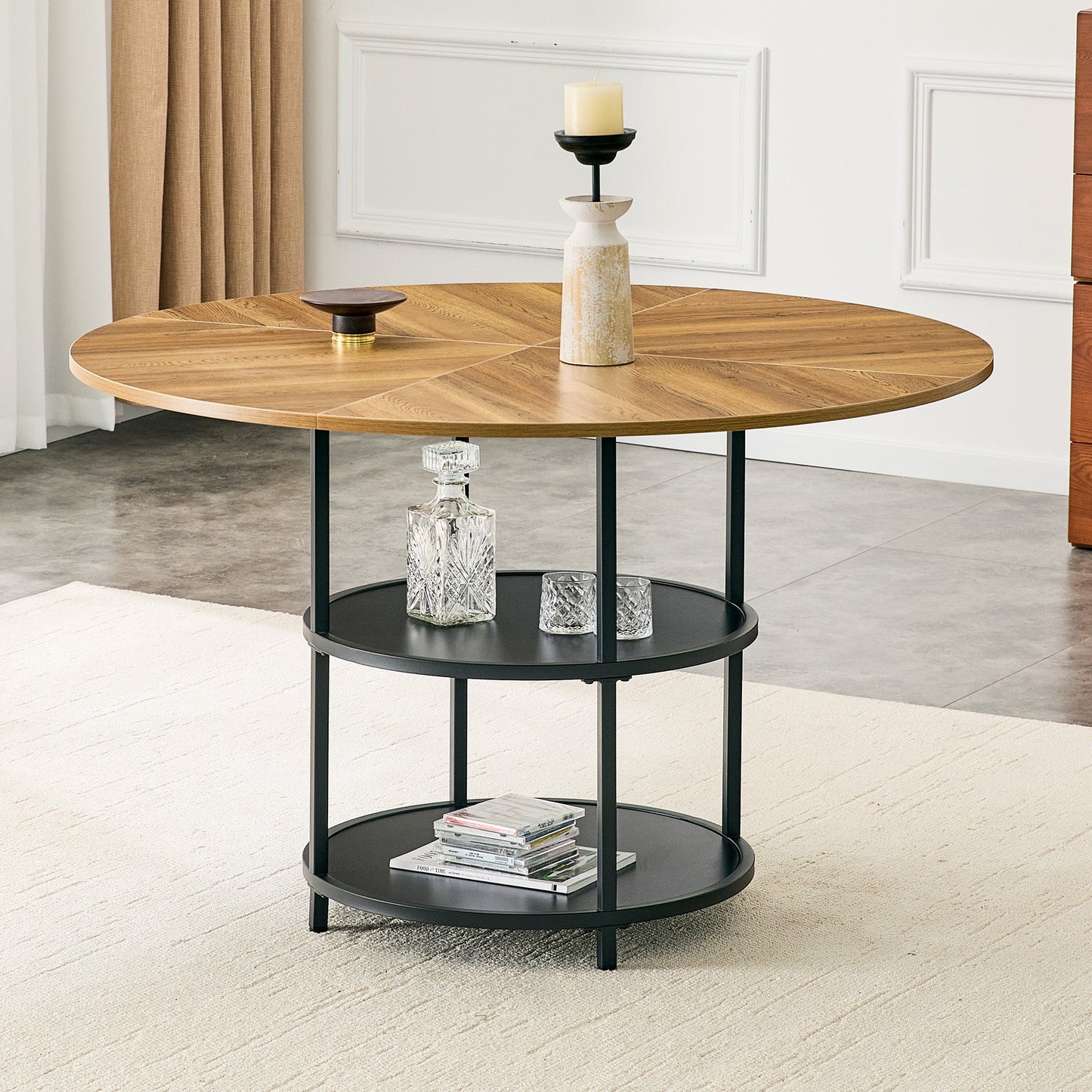 47.3-Inch Diameter Modern Splicing Circular Dining Table