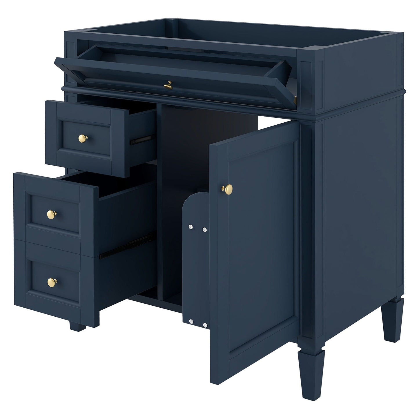 Bathroom Vanity With 2 Drawers And Tip-Out Drawer, Storage Cabinet