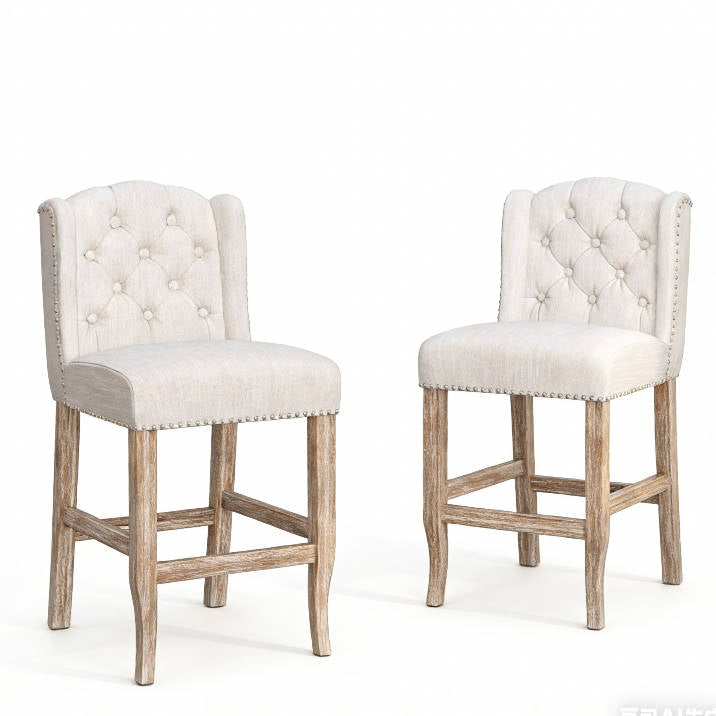 26.78'' Seat Height Vienna Contemporary Fabric Tufted Wingback Counter Stools, Set of 2