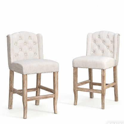 26.78'' Seat Height Vienna Contemporary Fabric Tufted Wingback Counter Stools, Set of 2