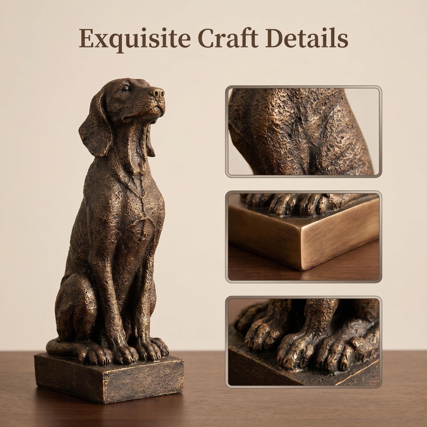 Vintage Bronze Sitting Hound Dog Statue