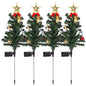 4Packs Solar Christmas Tree Lights Xmas Garden Decorations Tree Stake Lamp 20LEDs Solar Decor Light with Constant and Flashing Mode for Pathway Yard P