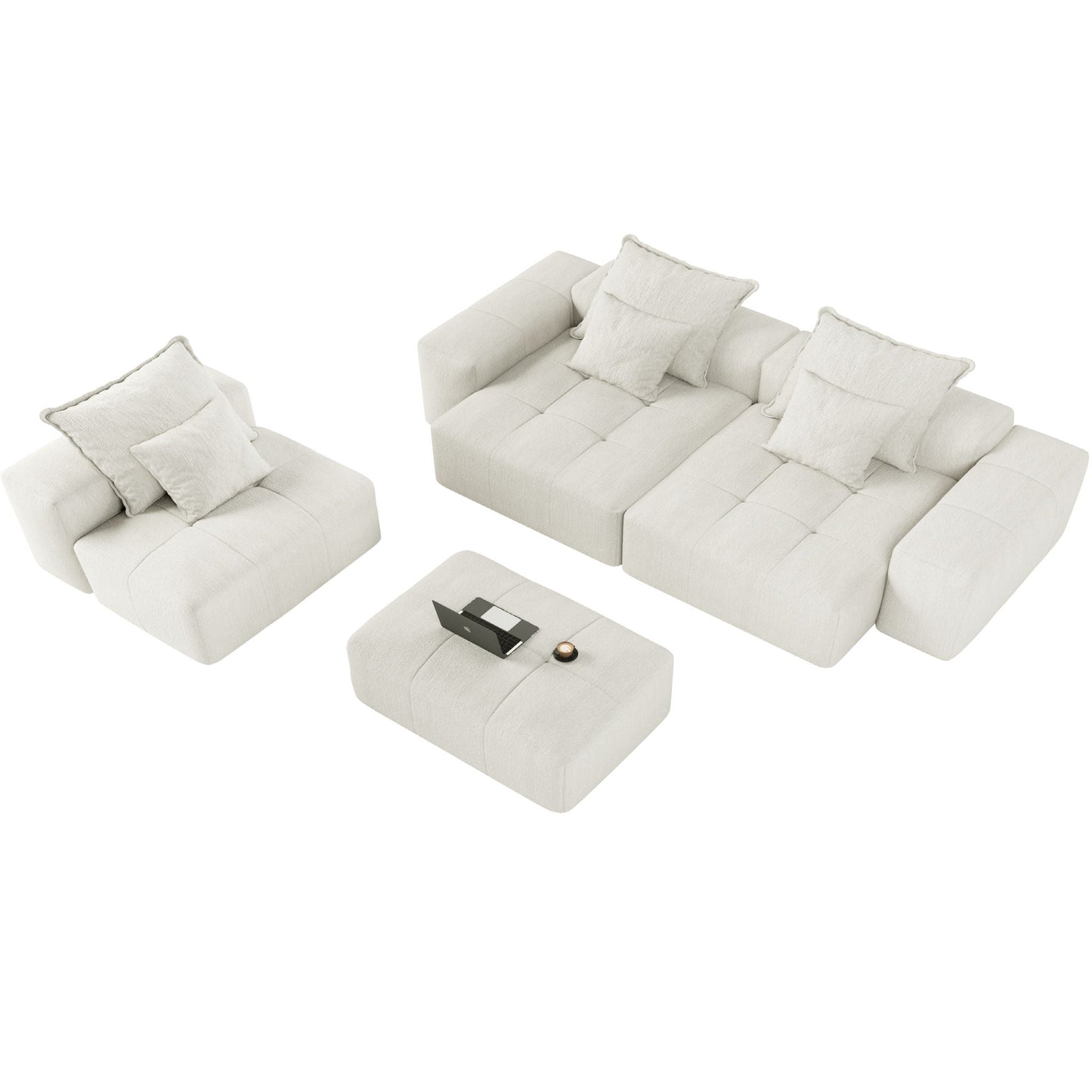Modern Oversized DIY Combination Modular Sectional Sofa With Pillows