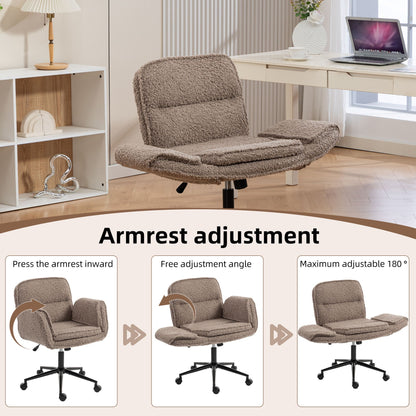 Criss Cross Swivel Desk Chair With Adjustable Armrests & Wheels For Home Office