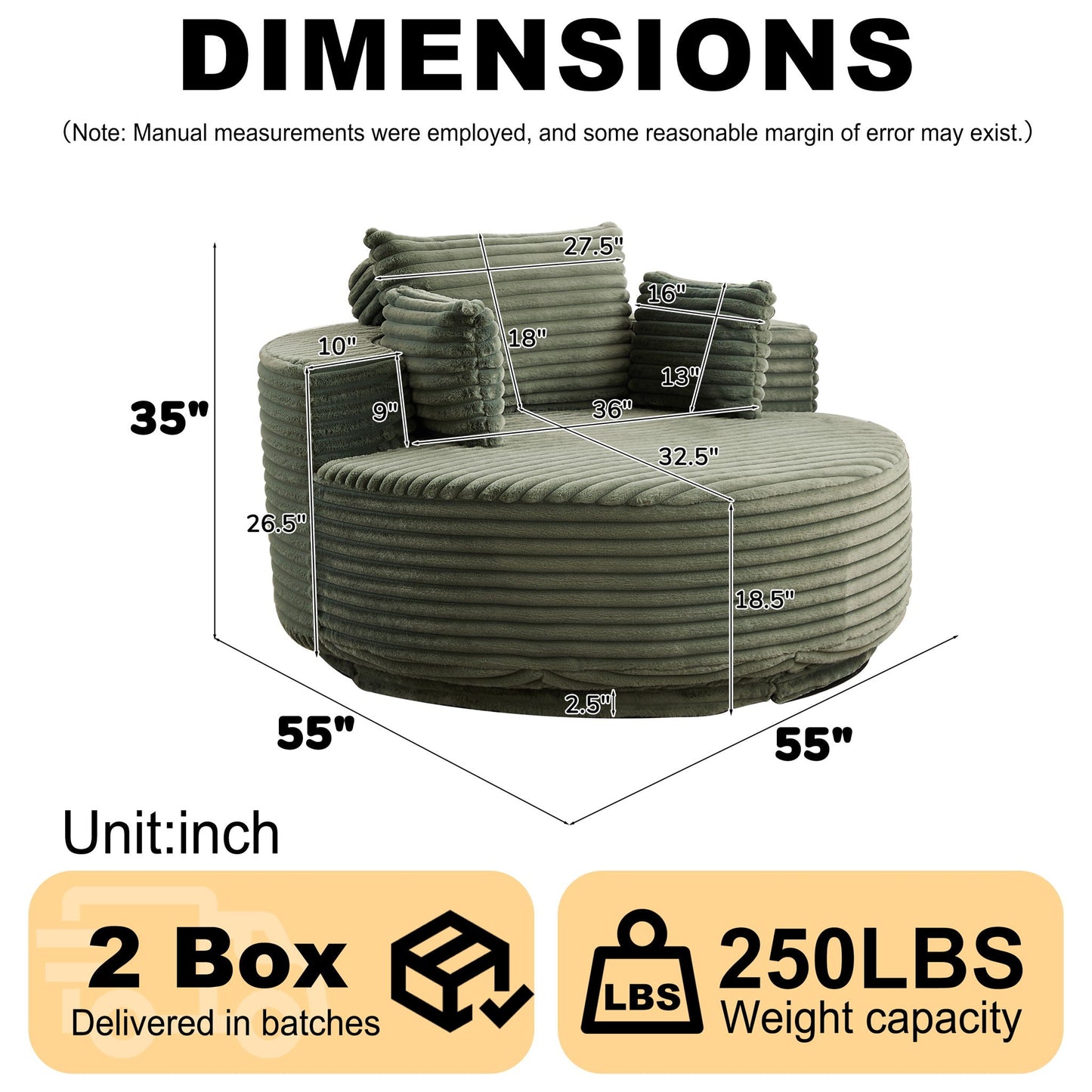 Swivel Chair With 360° Rotation For Living Room