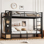 Twin XL Over Twin XL Metal Bunk Bed with Storage Shelves