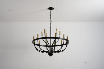 15-Light Industrial Iron Candle Chandelier Modern Farmhouse Pendant Light