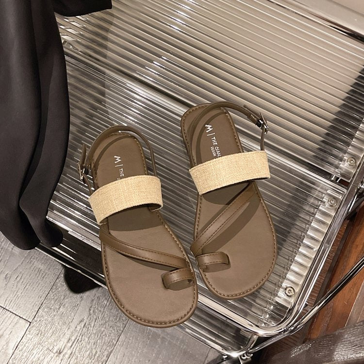 New Summer Soft Sole Flat Sandals For Women, Thong Style Elegant Beach Vacation Shoes Matching Dresses