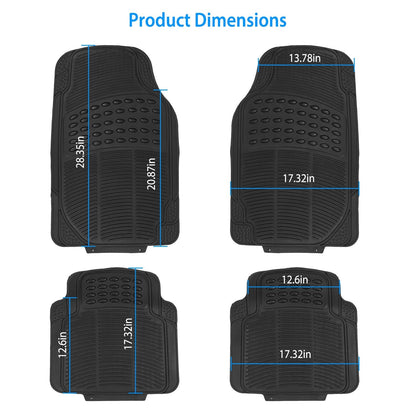4Pcs Automotive Floor Mats Front and Rear PVC Rubber Floor Mats Heavy Duty Drive Vehicle Car Mats with Trimmable Design Fit Most Cars SUVs Trucks