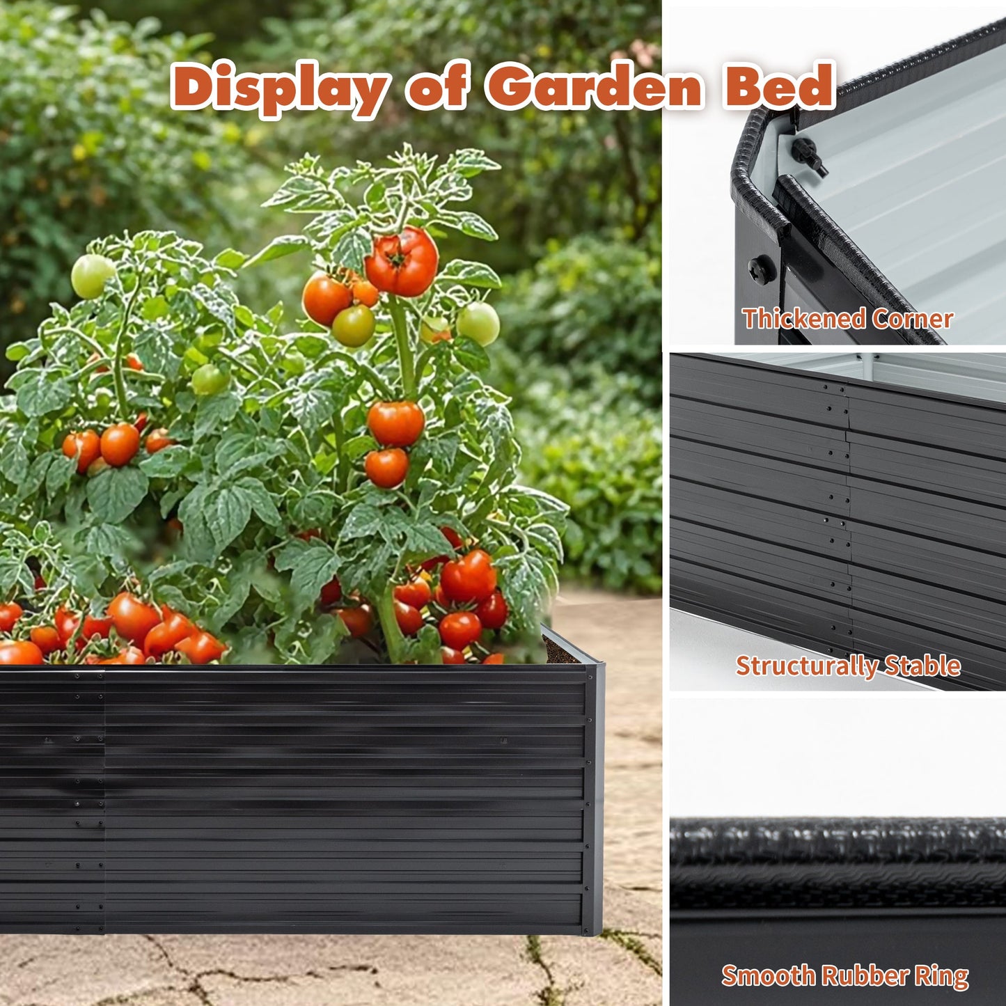 2 Pack Metal Raised Garden Bed Kit Outdoor - 8x4x2 FT Galvanized Planter Boxes Set
