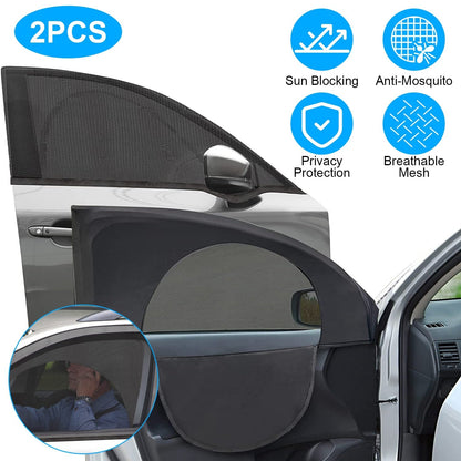 2Pcs Car Front Window Shades Stretchy Car Side Window ScreenÊMesh Window CoverÊfor Car Heat Shading UV Privacy Protection