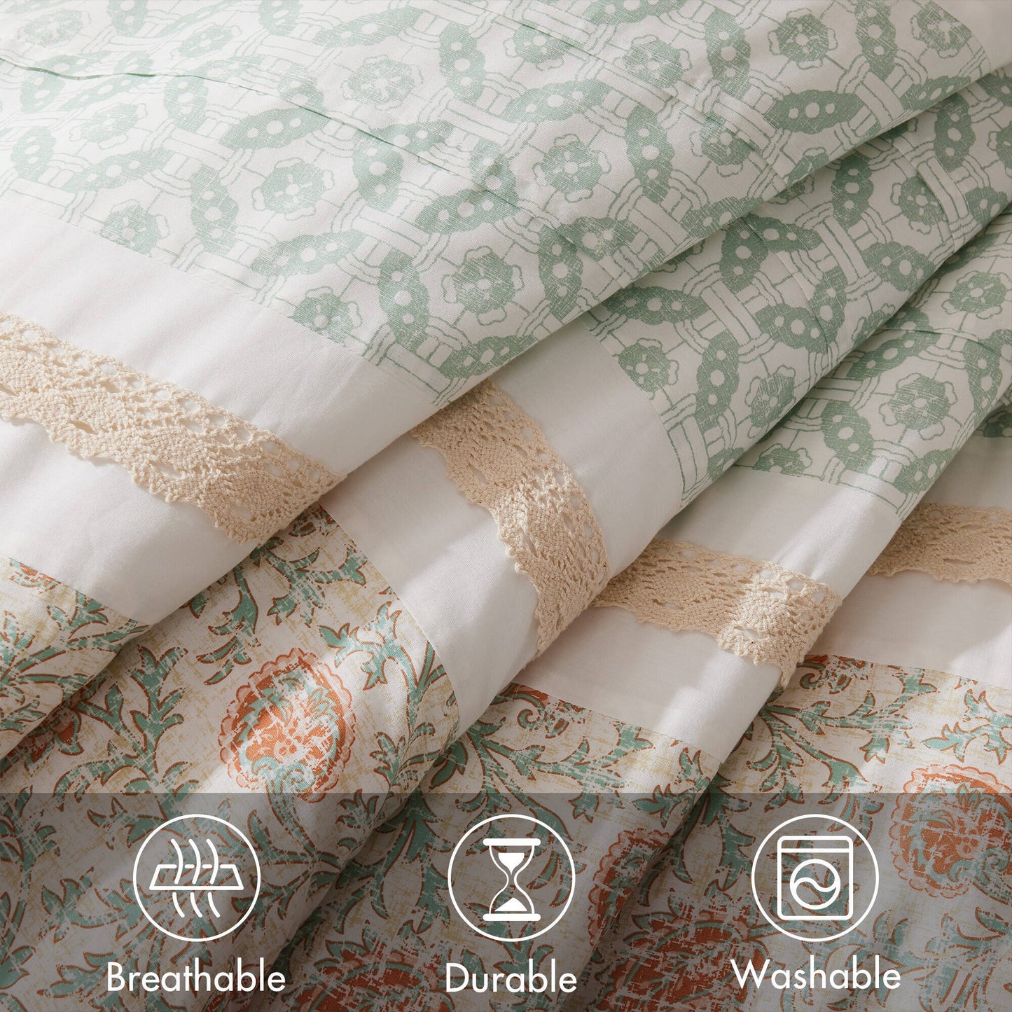 9 Piece Cotton Percale Comforter Set Coral Queen