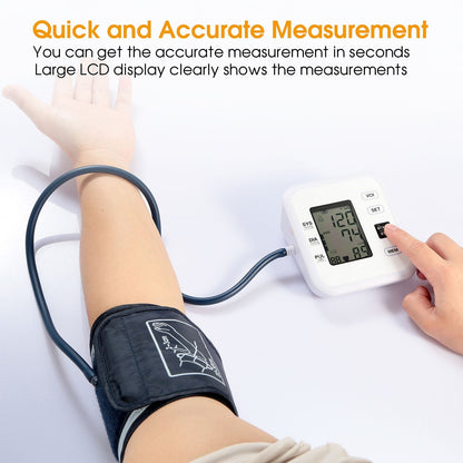 Arm Blood Pressure Monitor with Adjustable Cuff (8.7in-12.6in) Irregular Heartbeat Detector Voice Broadcast 2UsersÊ99 Memories LCD Display CE FDA Appr