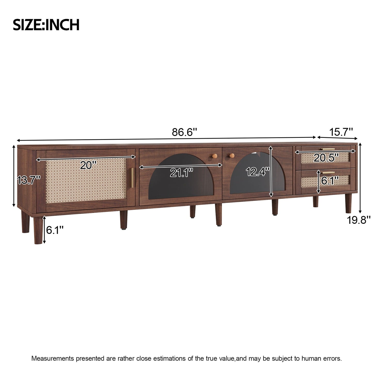 TV Stand For TVs Up To 90", Media Console With App Controlled LED Lights, 2 Drawers & Door Storage - Dark Brown