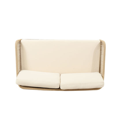 Hueber Outdoor And Rope 4 Seater Chat Set With Cushions - Teak