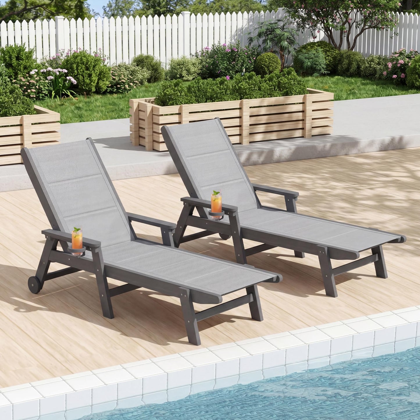 Outdoor Pool Lounge Chairs Set of 2