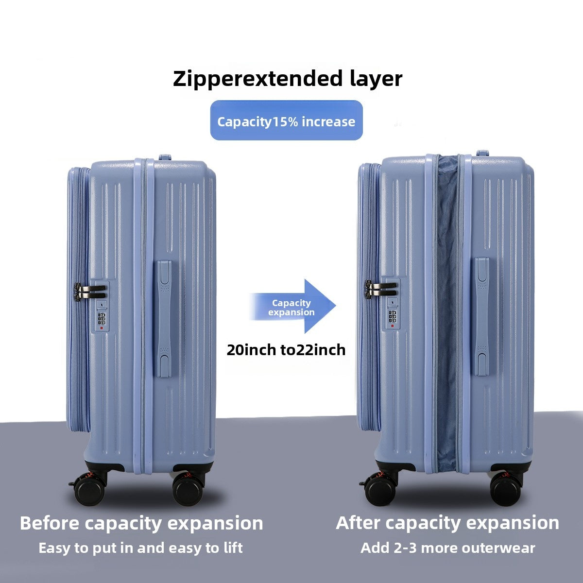 Front Opening Expandable Carry On Luggage, Large And Medium Sized Cabin Bag, Made Of Alloy Material, TSA Lock, USB Charging Port, Foldable Cup Holder