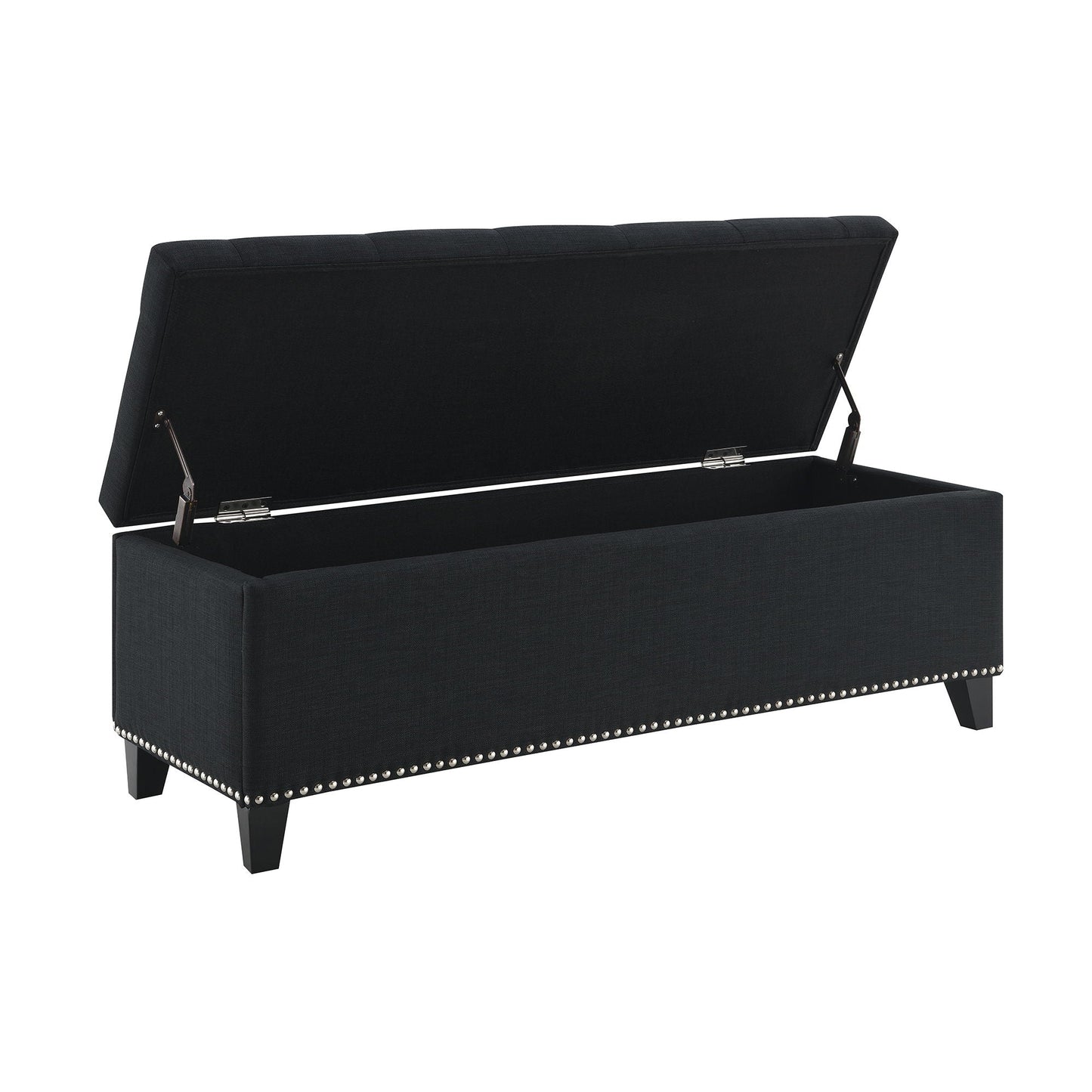 Button-Tufted Storage Ottoman With Safety Close Hinge
