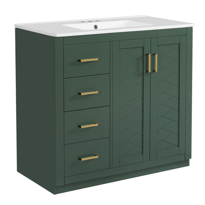 Bathroom Vanity With Sink Combo, Storage Cabinet, Freestanding Set With 3 Drawers & Soft Closing Doors