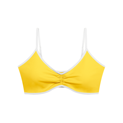 Loki & Ivy Color Block Ruched V-Neck Sports Bra