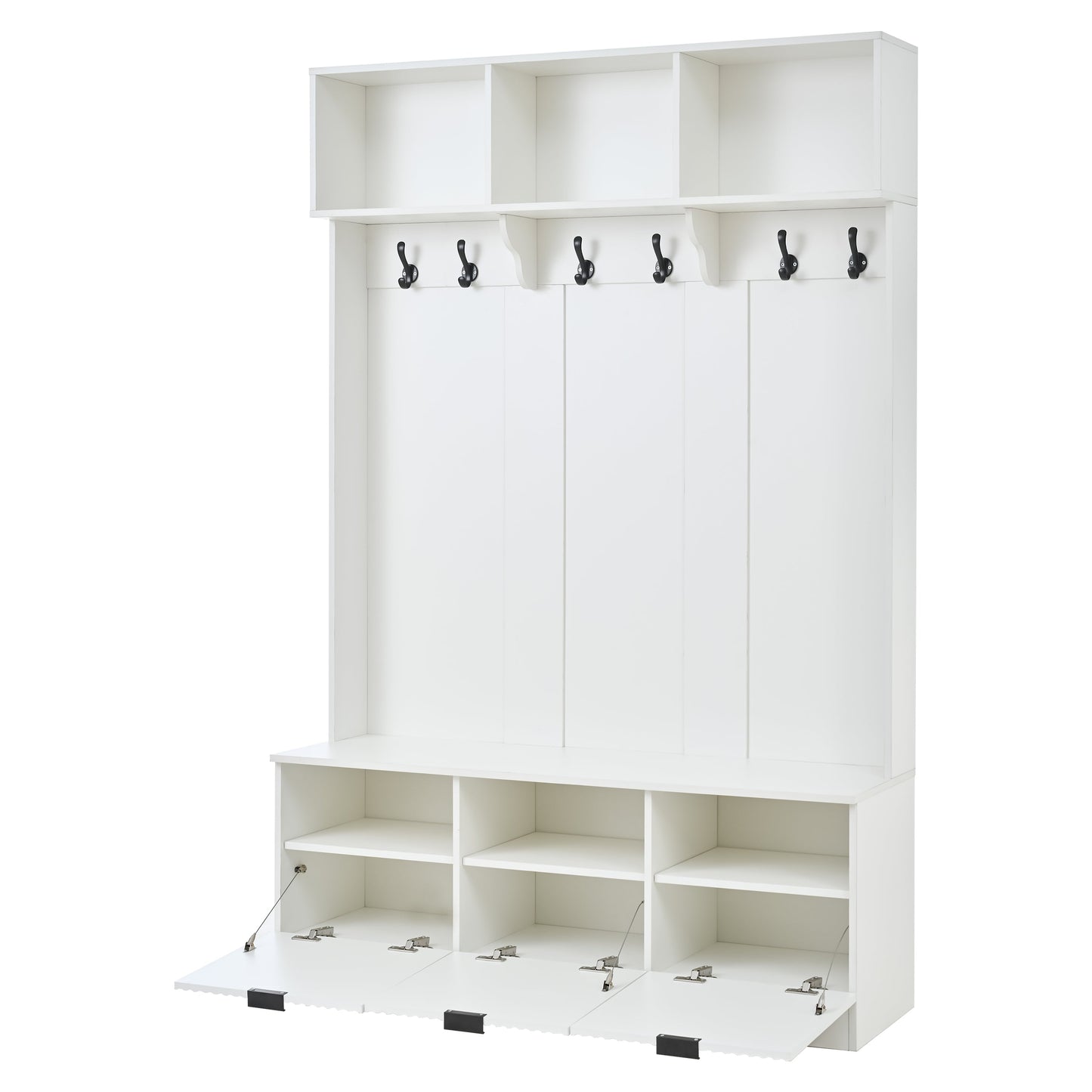 49.6" 5-in-1 Hall Tree with Bench, Shoe Storage & Cabinets