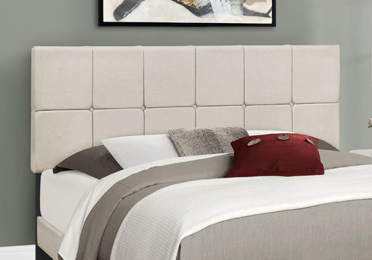 Queen Size Upholstered Bed, Transitional - Beige