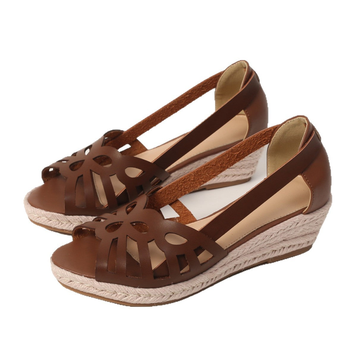 European And American Style Strappy Roman Sandals In Solid Color With A Thick Sole