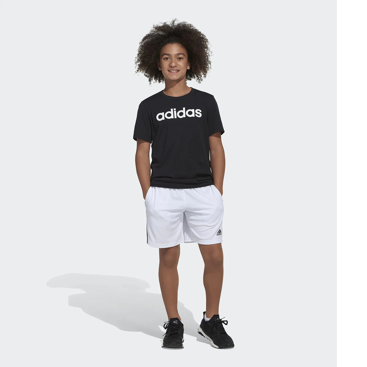 adidas boys Classic 3-stripes Shorts 7 White - # BOAA11610001