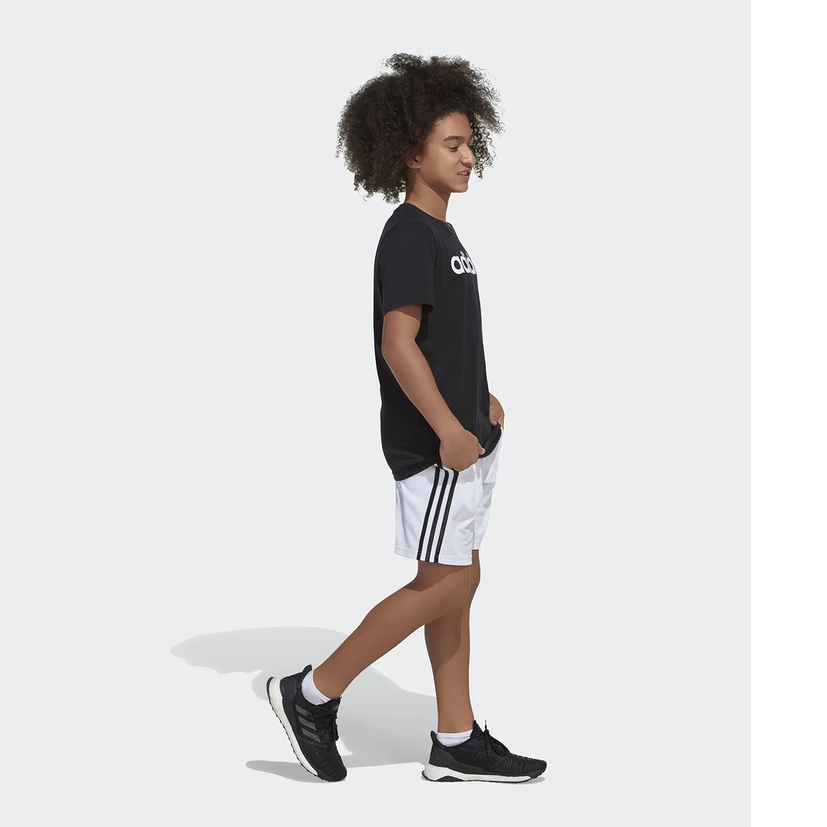 adidas boys Classic 3-stripes Shorts 7 White - # BOAA12610001
