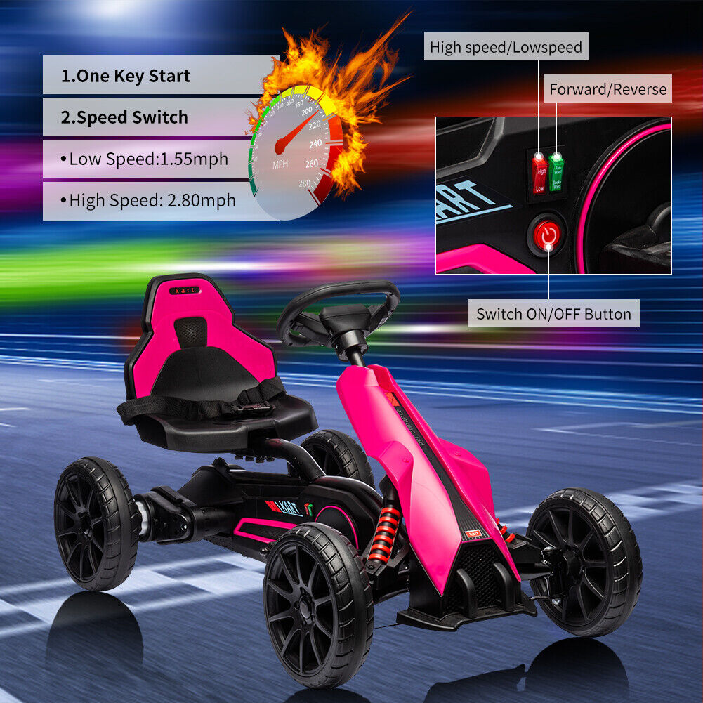 Adjustable Seat 4-Wheel Pedal Go Kart for Kids with Safety Belt