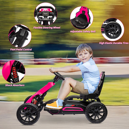 Adjustable Seat 4-Wheel Pedal Go Kart for Kids with Safety Belt