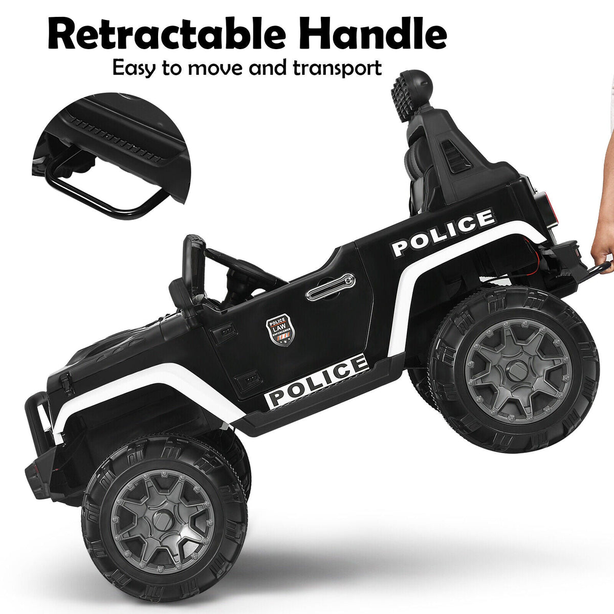 Adventure-Ready 12V Kids Ride On Truck with RC Control, Spring Suspension, Lights, Music, and Trunk