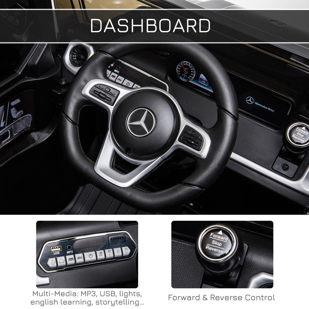 Adventure-Ready Mercedes Benz G500 Electric Kids Car with Headlights & Suspension