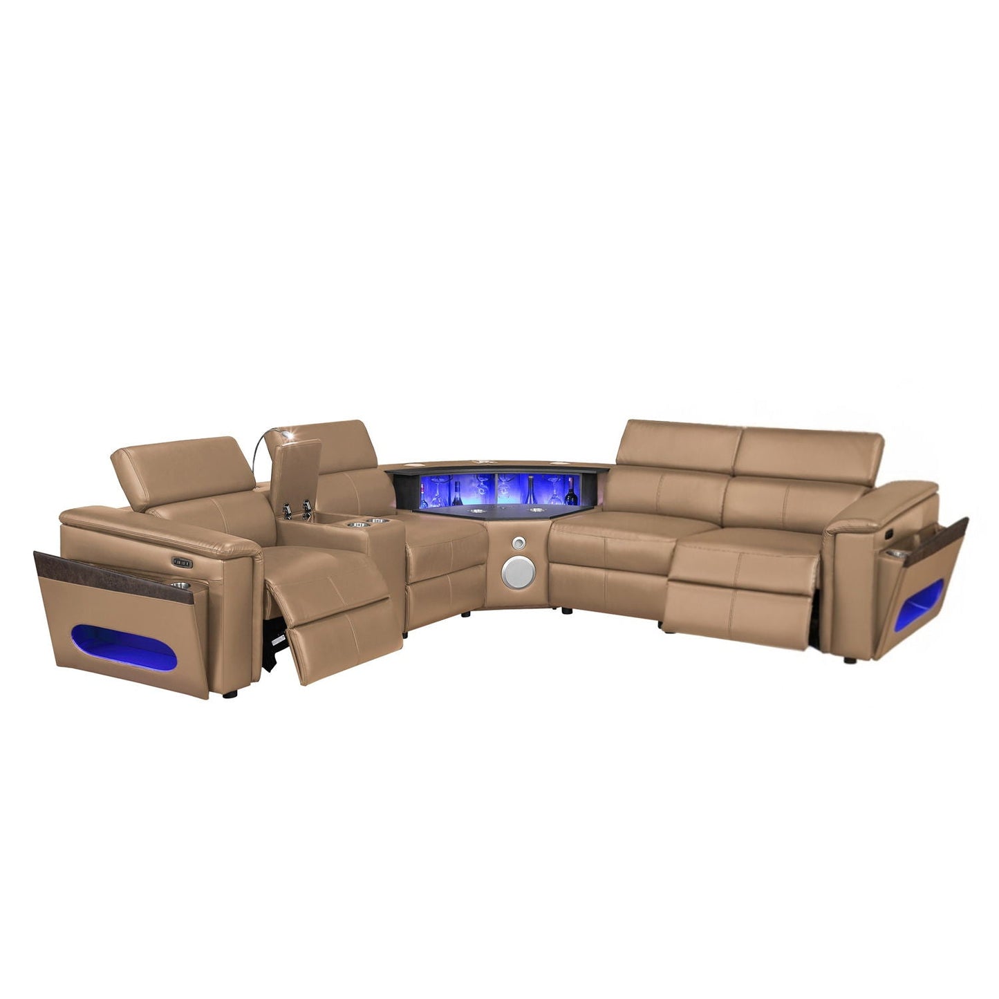 Nova - Sectional With Bluetooth Speaker, LED And Lifting Wine Cabinet