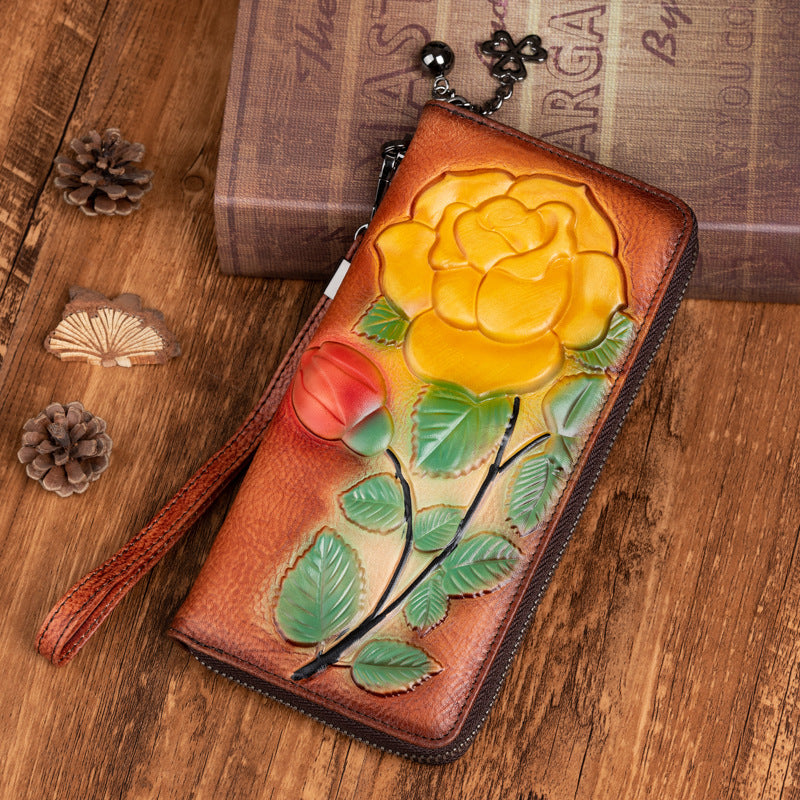 New Embossed Womens Wallet Long Zipper Purse