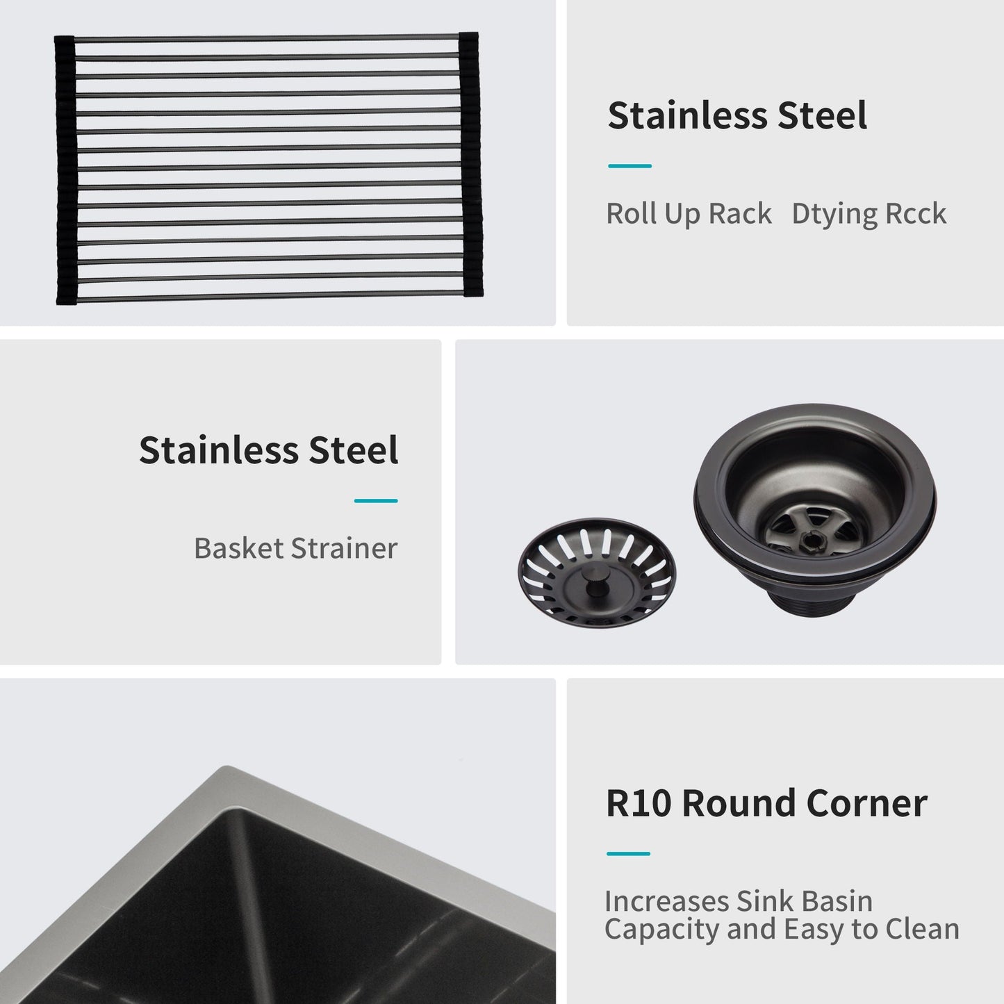 Modern Double Bowl Undermount Kitchen Sink 50 / 50 Design Stainless Steel