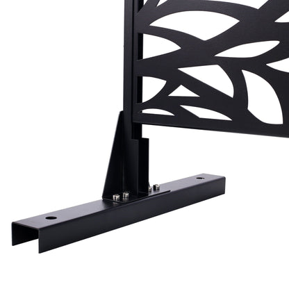 Outdoor & Indoor Privacy Screen Metal Privacy Screen, Freestanding Decorative Privacy Screen For Deck Balcony Patio - Black