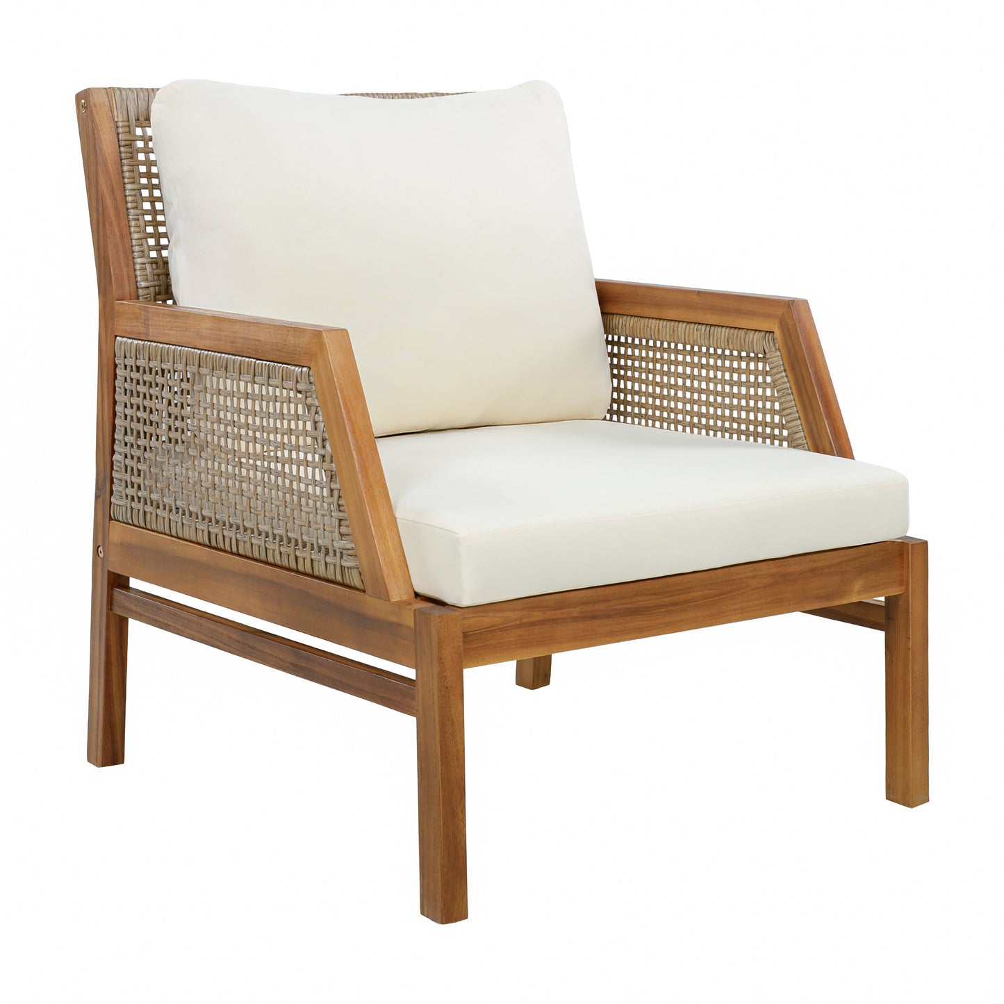 2 Piece Acacia Wood Patio Furniture Club Chair Set