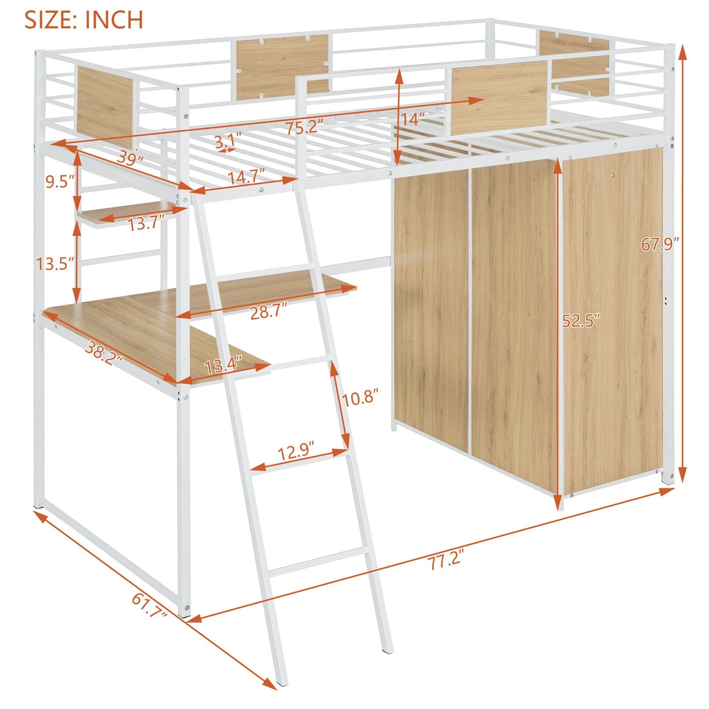 Loft Bed With L Shape Desk And Wardrobe