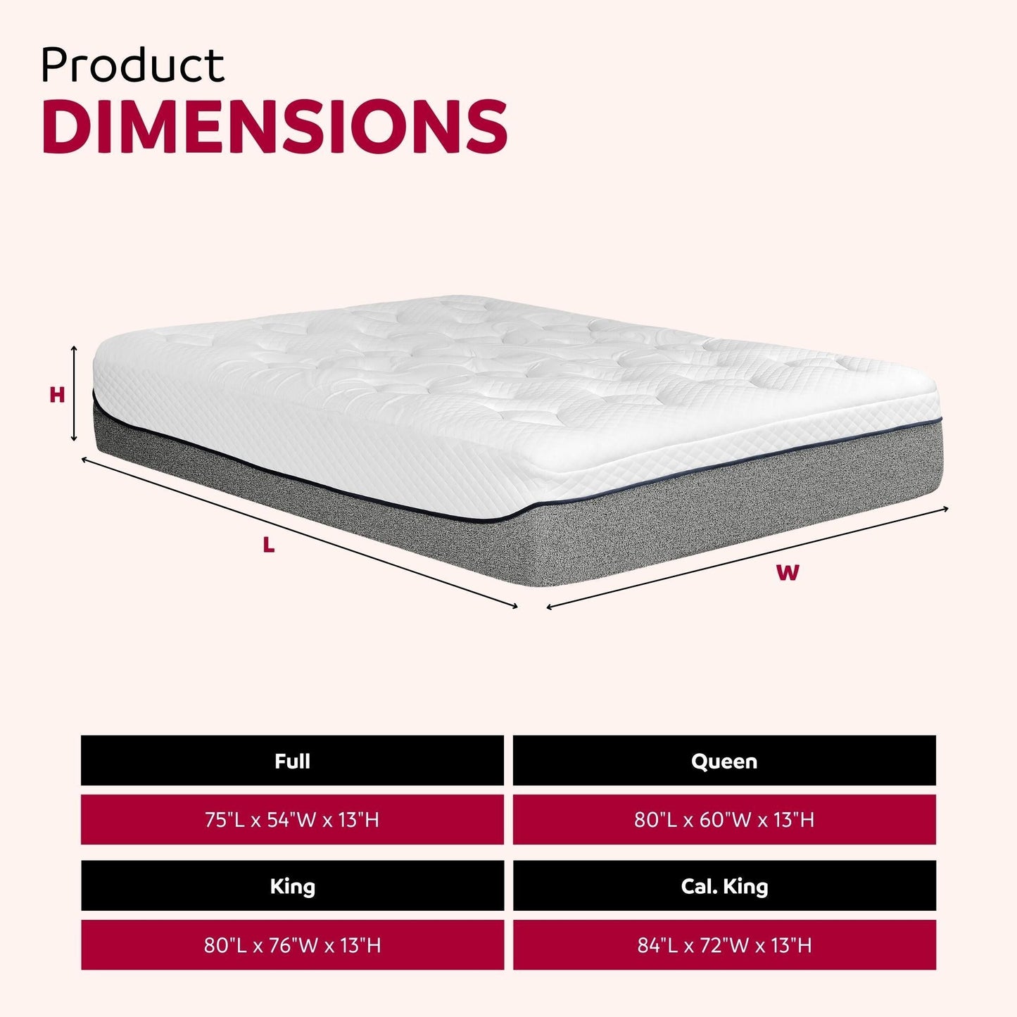 13" Ultra Plush Gel Memory Foam Mattress For Bed With Double Layered Jacquard Cover - Gray / White - King