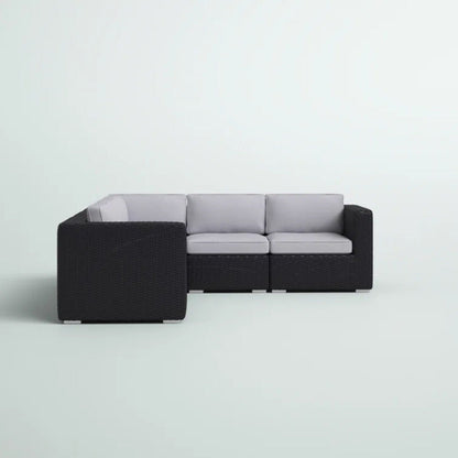 Luxurious Wicker Patio Sectional With Weather Resistant Sunbrella Cushions