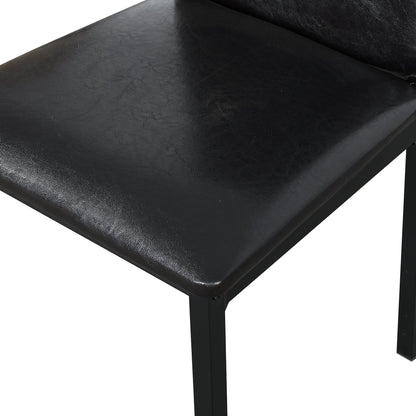 Furniture 5 Piece Metal Dinette Set with Faux Marble Top - Black