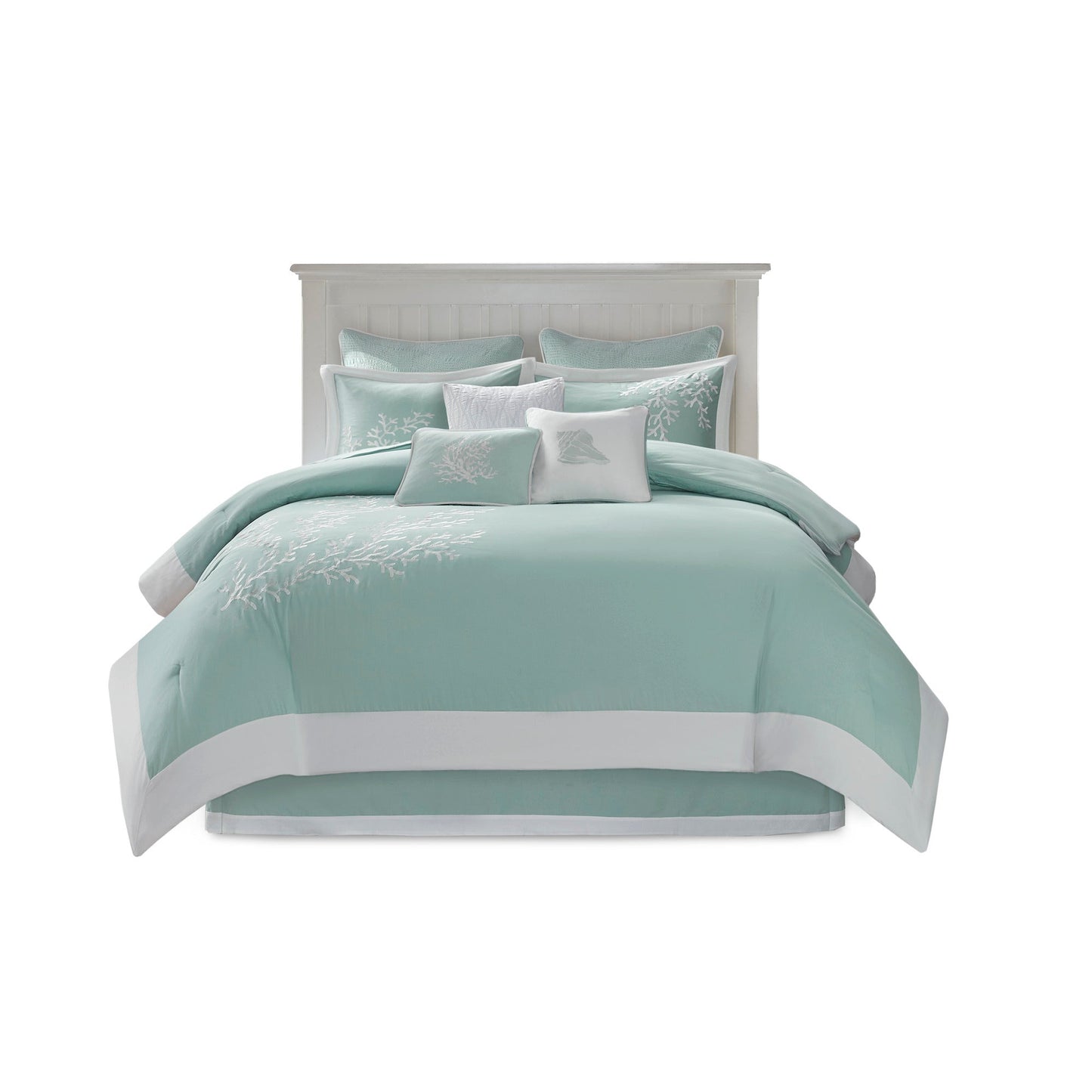 Oversized Cotton Jacquard Comforter Set Aqua Cal King