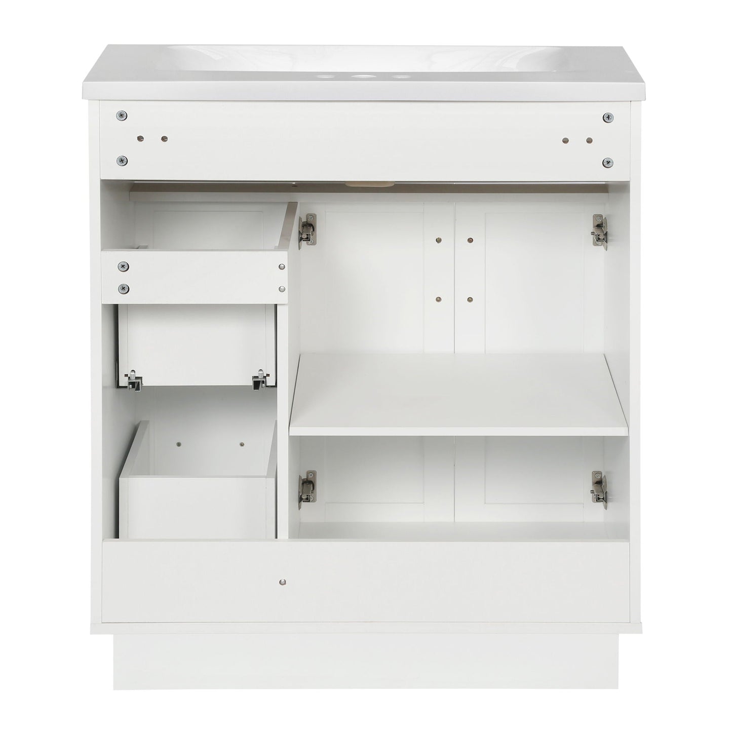 Bathroom Vanity With 2 Doors, 2 Drawers, Adjustable Shelf, Hidden Slides & Soft Close Hinges