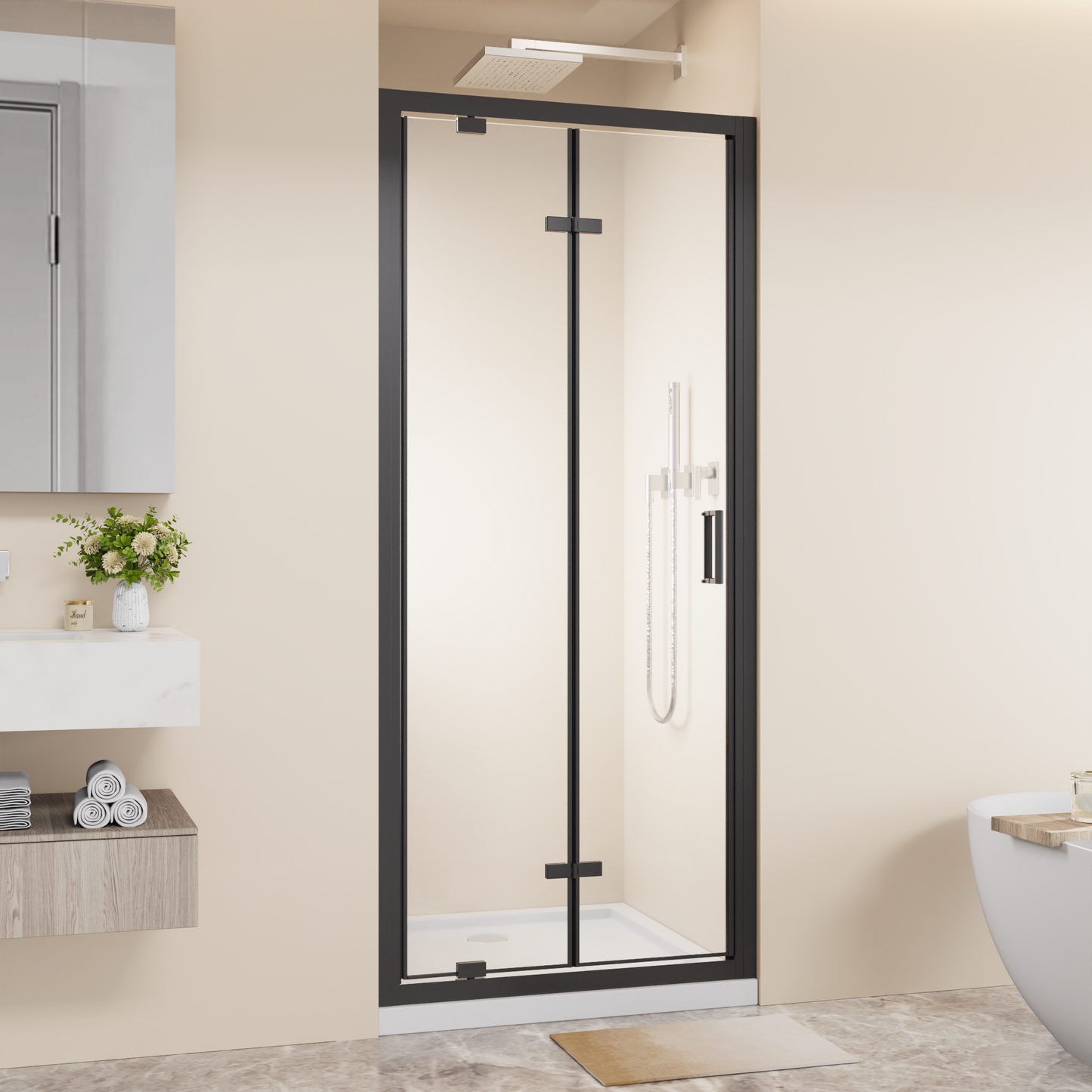 Framed Bi-fold Pivot Shower Door 32"x72"