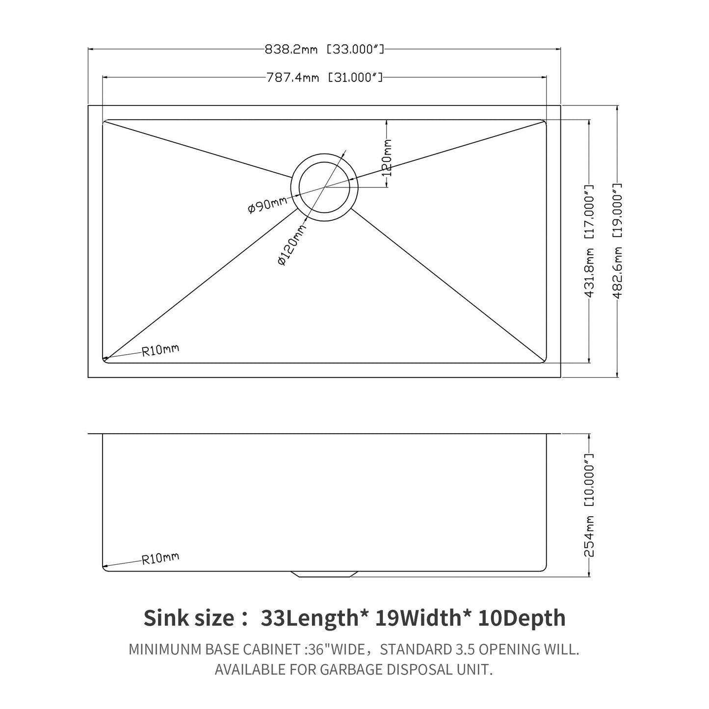 Modern Undermount Stainless Steel Kitchen Sink 16 Gauge, Deep Single Bowl