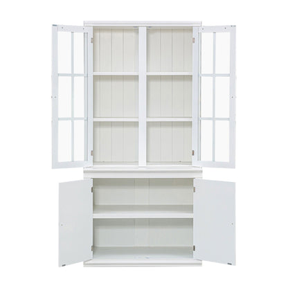Retro Style Hutch Cabinet With Glass Door, China Cabinet For Home