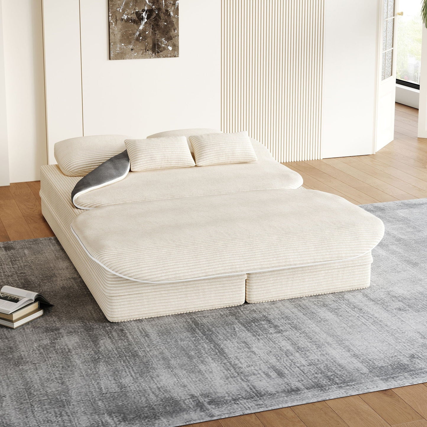 2 In 1 Foldable Sofa Bed With Multi Functional Blanket