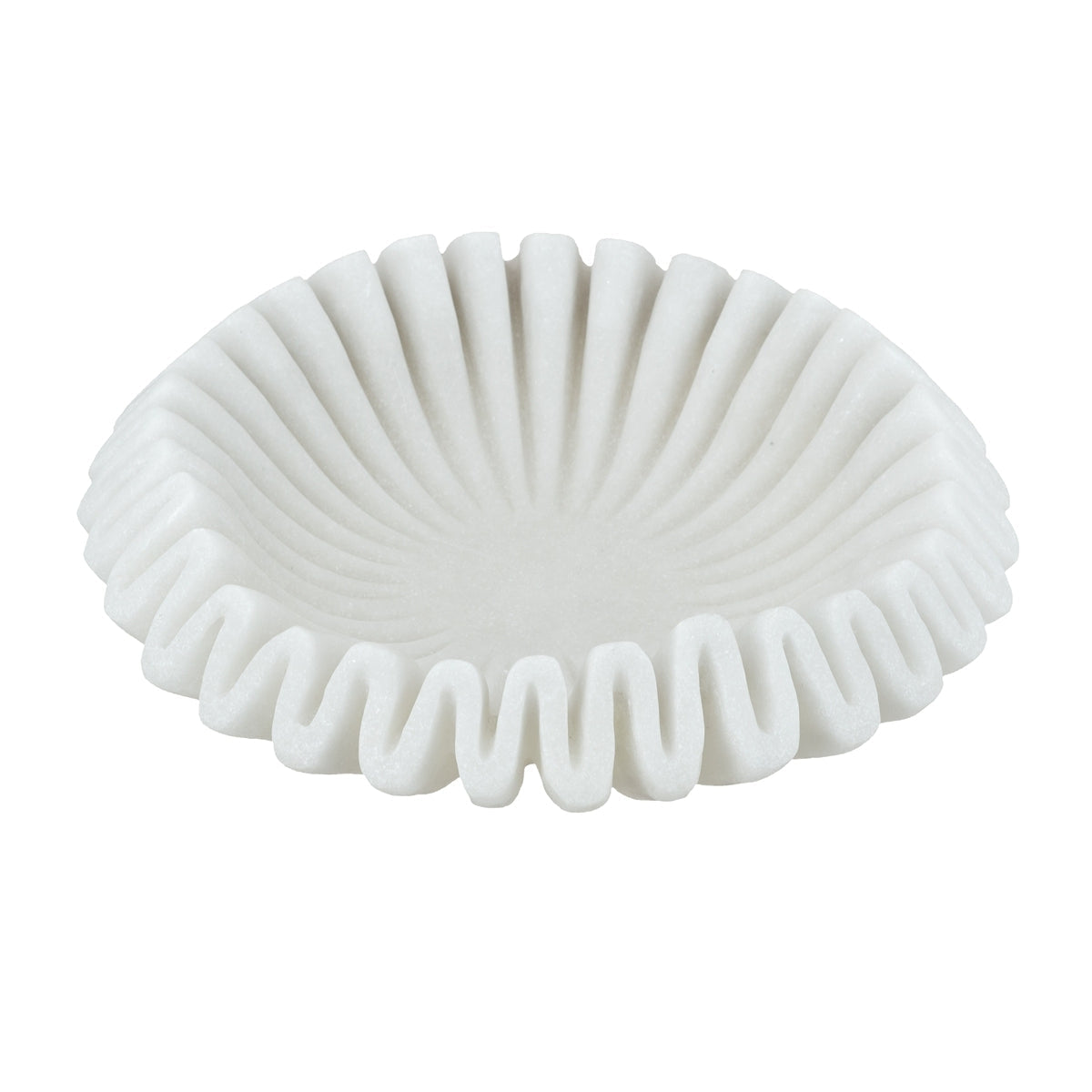 D9.5x2.5' Wavy Sand and Resin Bowl with Textured White Finish